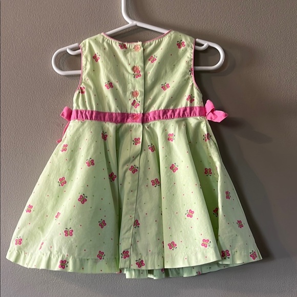 Green and Pink butterfly Kids Dress - Picture 4 of 6
